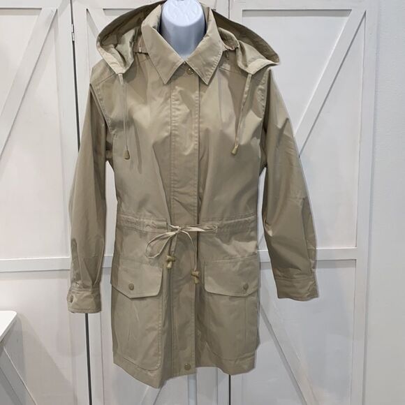 Travelsmith Women's All Weather Hooded Trench Coat In Tan Size XS - Picture 5 of 11